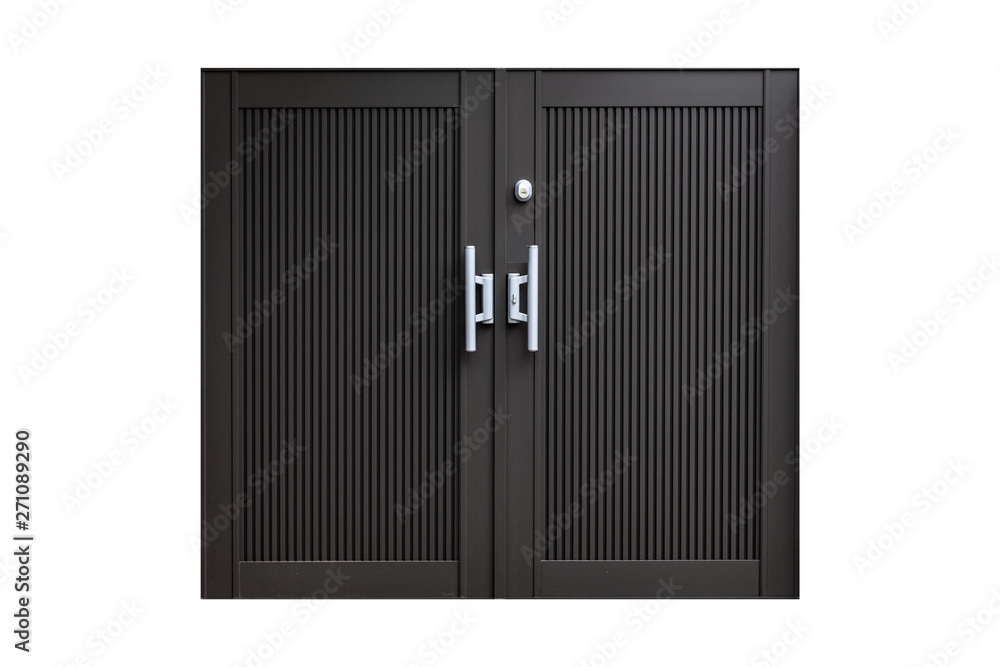 Black aluminum door isolated on white background Black aluminum door isolated on white background