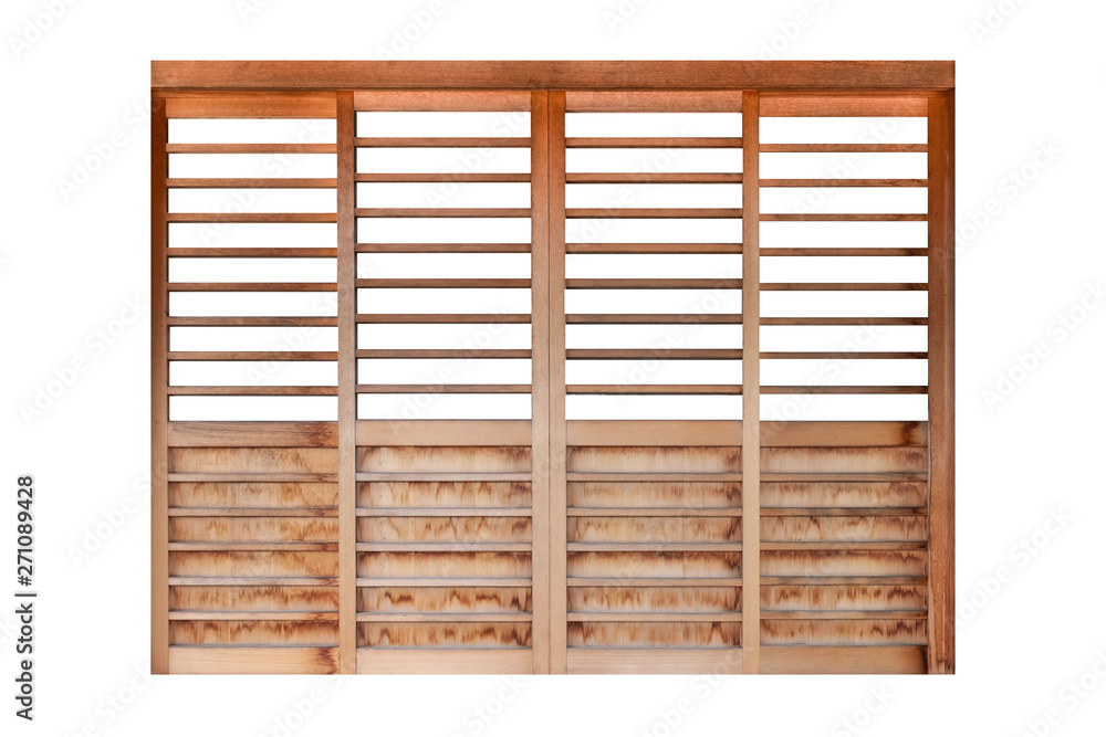 Old Japanese style wooden door isolated on white background Old Japanese style wooden door isolated on white background
