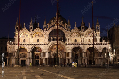 Saint Mark Basilica by night in Venice, Italy
