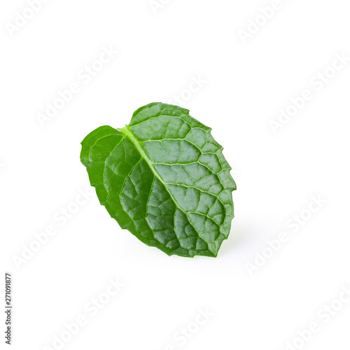 Mint leaves isolated over a white background.
