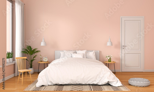 Bedroom interior for mockup, 3D rendering