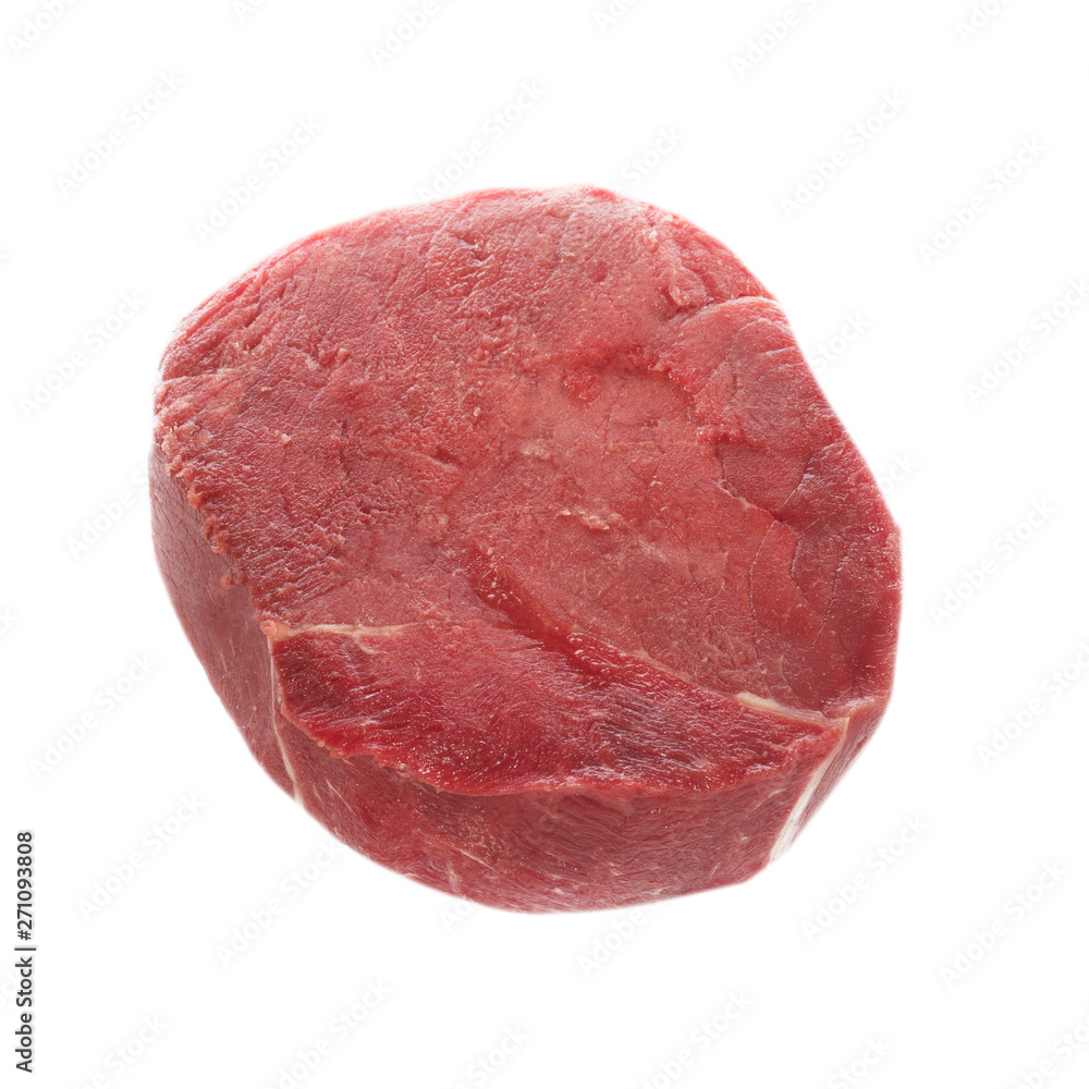 steak of fresh raw beef isolated on white steak of fresh raw beef isolated on white