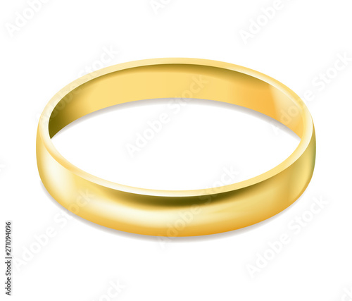 Gold engagement ring isolated on white background