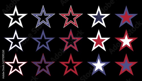 Five-ends frame stars in the USA flag colors for the Independence Day set 2