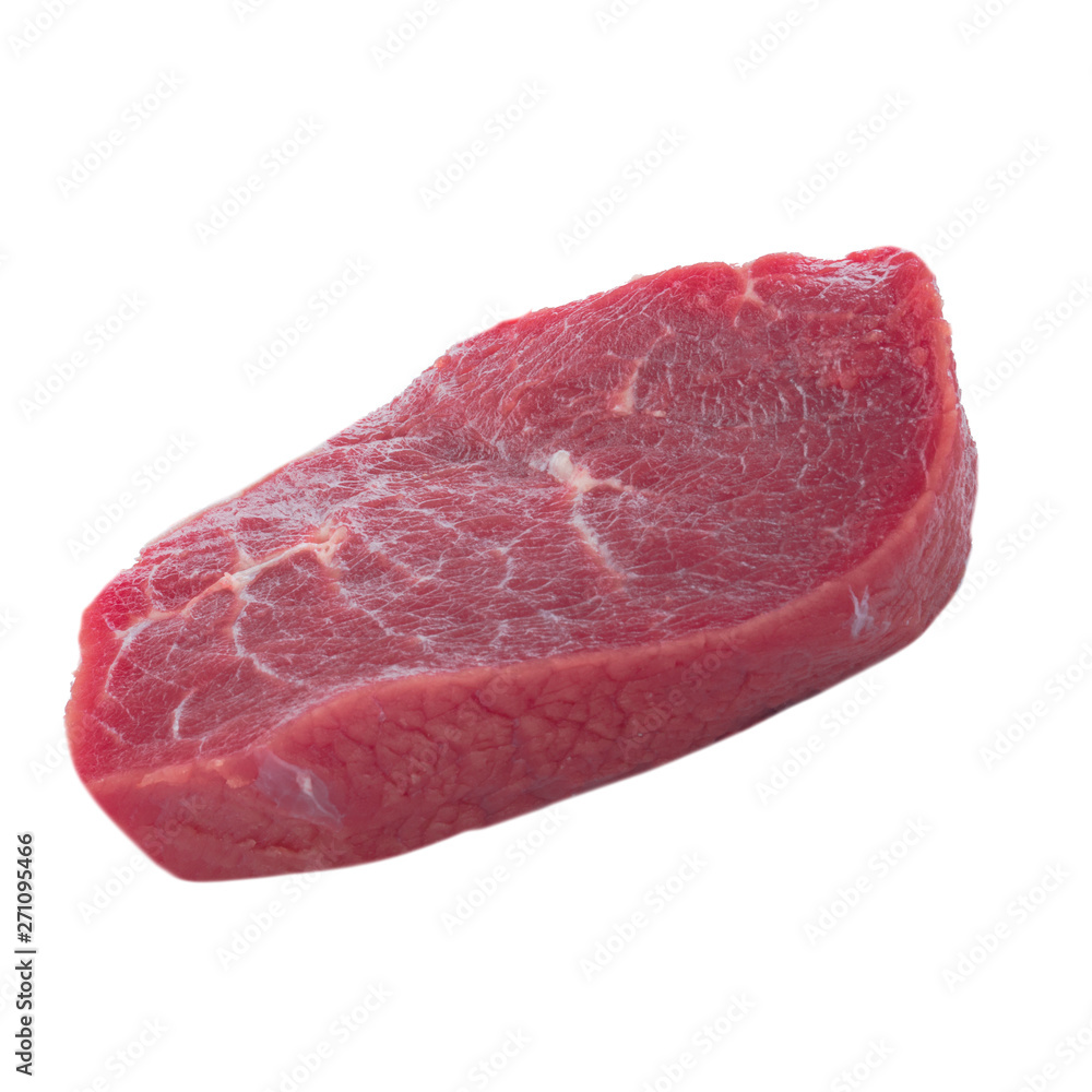 cut of fresh raw beef isolated on white background