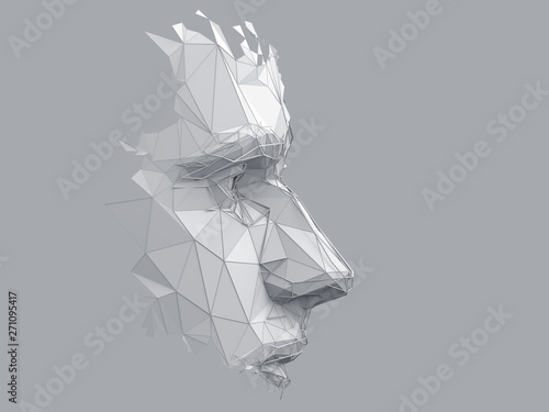 Abstract polygonal human face, 3d illustration of a cyborg head construction, artificial intelligence concept photo