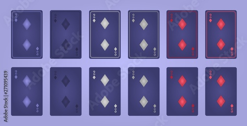 Two of diamonds. Deck in the USA flag colors for the Independence Day