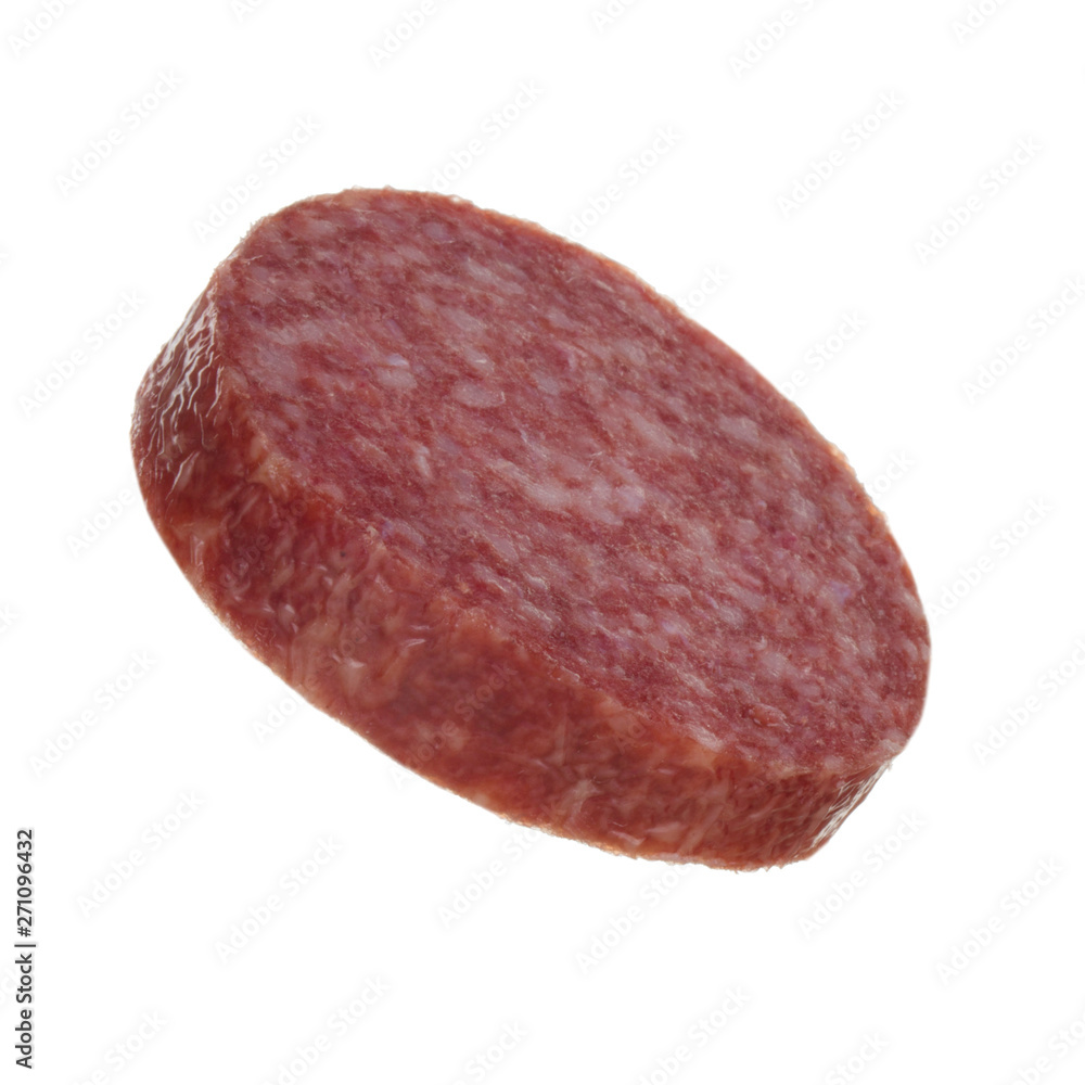 slice of sausage isolated on white background slice of sausage isolated on white background