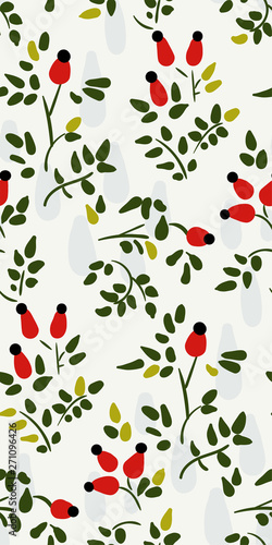 Wallpaper Mural dog rose seamless pattern vector floral design primitive scandinavian Torontodigital.ca