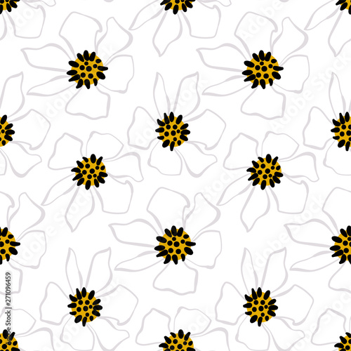 camomile seamless pattern vector floral design primitive scandinavian