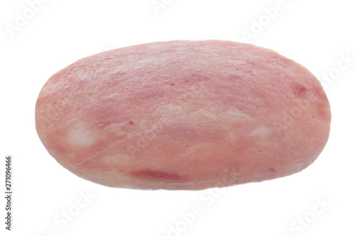 slice of ham isolated on white background