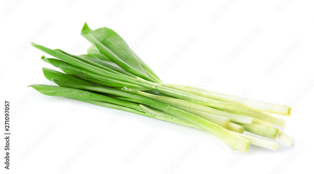 Fototapeta premium Fresh wild garlic or ramson isolated on white