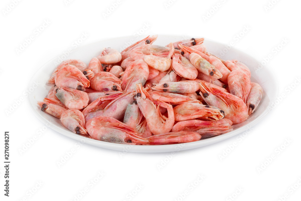 heap of shrimps in plate isolated on white heap of shrimps in plate isolated on white