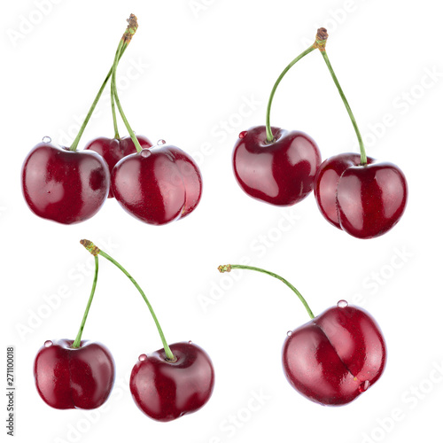 Set of four cherry angles isolated on a white background. Full sharpness.
