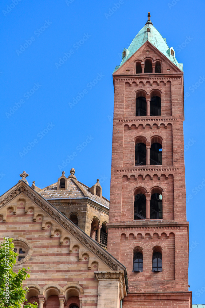 Bell tower of the cathedral of speyer, the Imperial Cathedral Basilica of the Assumption and St Stephen, Speyer, Germany