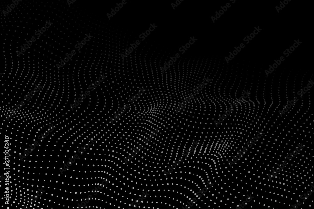 Wave 3d. Wave of particles. Futuristic point wave. Design for poster. Technology vector background. Vector illustration.