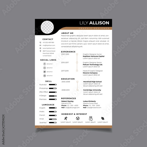 Resume design template minimalist cv. Business layout vector for job applications