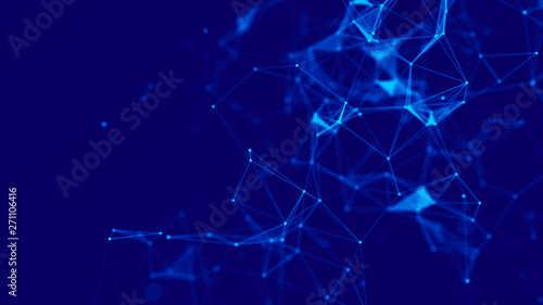 Big data visualization. Science background. Big data complex with compounds. Lines plexus