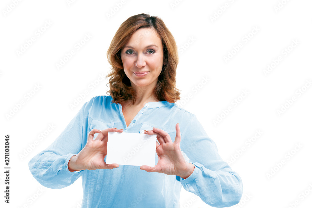 Friendly smiling middle-aged woman isolated on white background Friendly smiling middle-aged woman isolated on white background