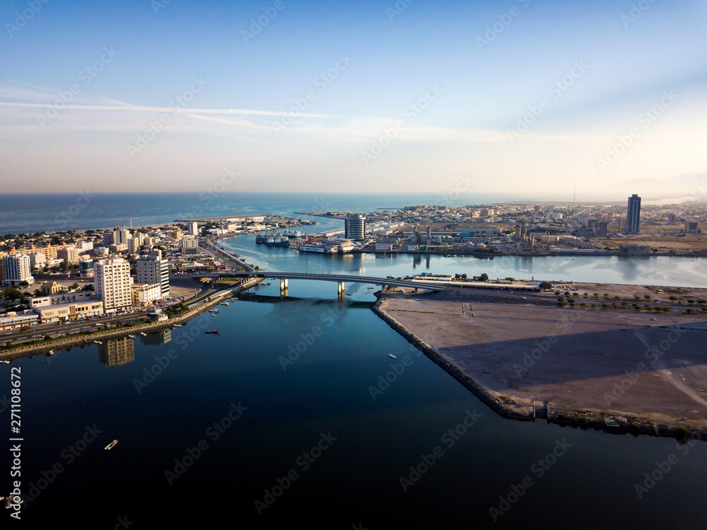 Ras al Khaimah emirate in the UAE aerial skyline view