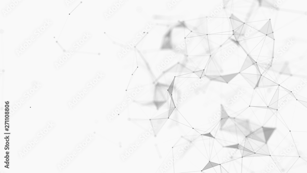 Abstract white digital background. Big data visualization. Science background. Big data complex with compounds. Lines plexus. - obrazy, fototapety, plakaty 