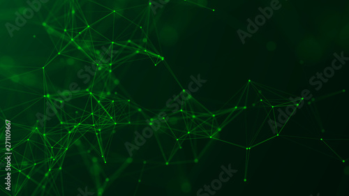Abstract green digital background. Big data visualization. Science background. Big data complex with compounds. Lines plexus.