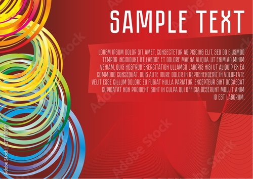 Beautiful fantastic background for infographics, abstract vector background of red color for information, presentations, posters, colored rings and lines