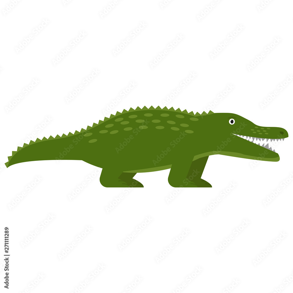 Crocodile icon in flat style, african animal vector illustration