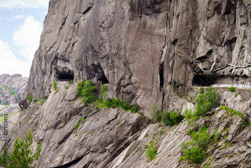 Old tunnel in norwegian rocks mountain