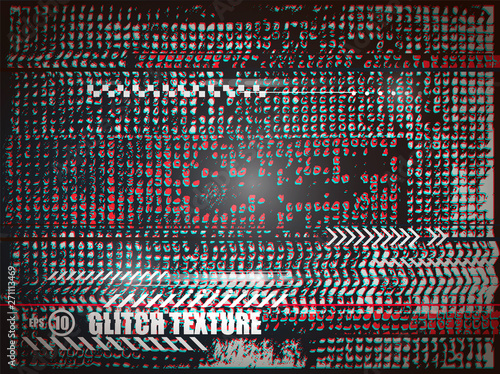 Shabby overlay texture with glitch effect. Cyber backdrop for site, web design, banner, poster. Vector background.