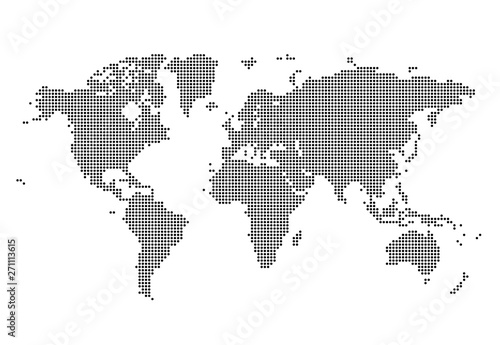 World Map Made Of Dots Flat Simple Black Vector Graphic