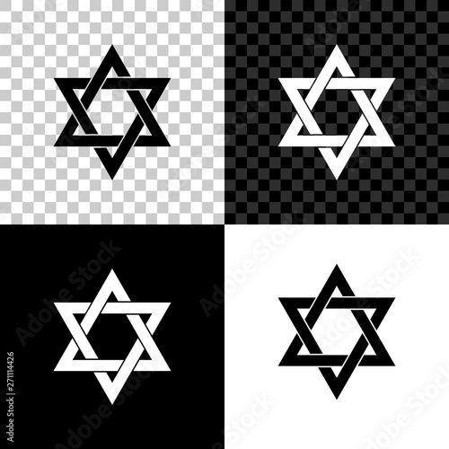 Star of David icon isolated on black, white and transparent background. Jewish religion symbol. Vector Illustration
