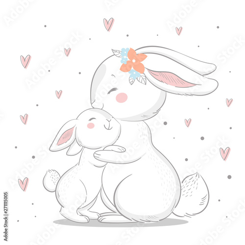 cute bunnies - mom and kids