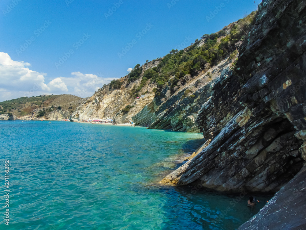 Rocky shores of Ksamil beaches.