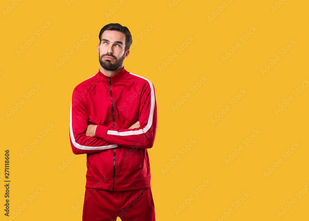 Young fitness man tired and bored Young fitness man tired and bored