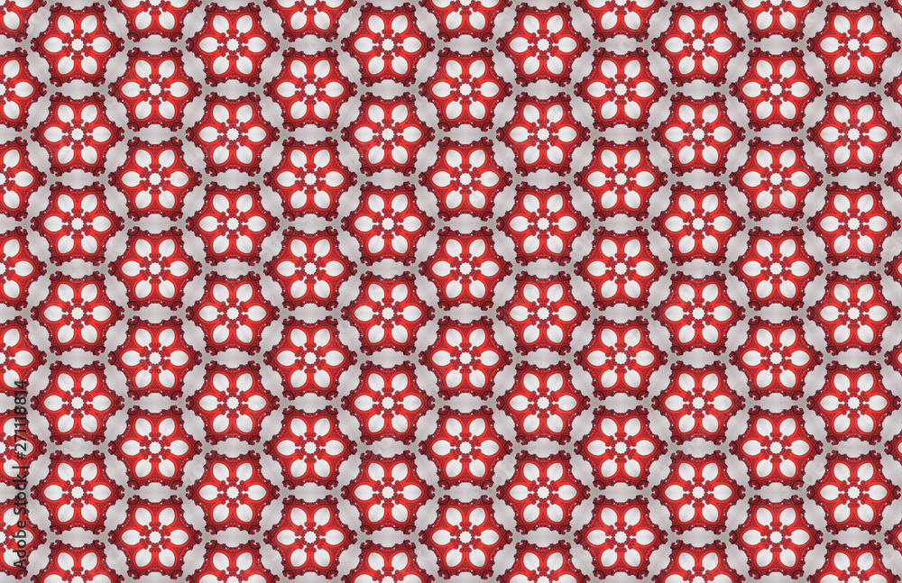 Red White Hexagon Abstract Large Pattern Design
