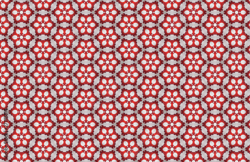 Red White Hexagon Abstract Large Pattern Design