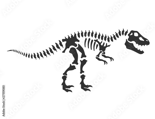 Tyrannosaurus, T-Rex, dinosaur skeleton. reptile bones, Isolated vector illustration