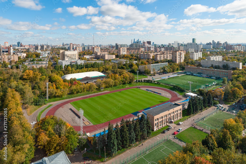 football field in the city