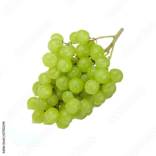 bunch of green grapes isolated on white background