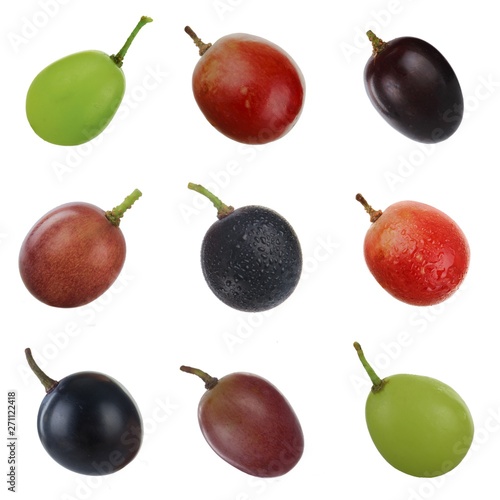 set of colored grapes isolated