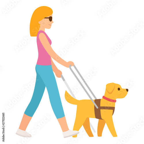 Blind woman with guide dog