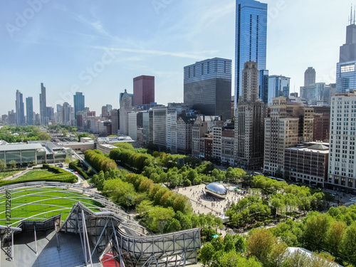 Beautiful aerial view of the Chicago Parks and landmarks photo