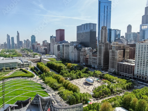 Beautiful aerial view of the Chicago Parks and landmarks photo