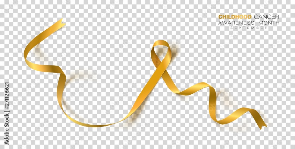 Childhood Cancer Awareness Month. Gold Color Ribbon Isolated On