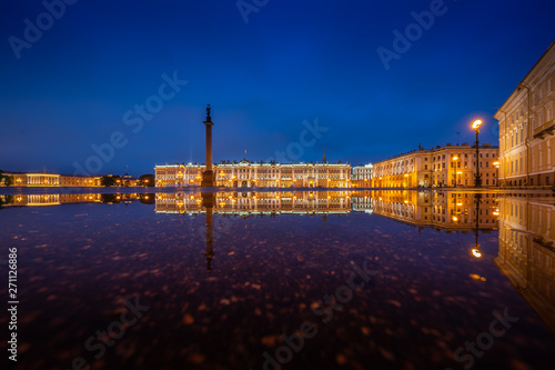 Hermitage museum  Winter Palace  on Palace square at night  Saint Petersburg  Russia