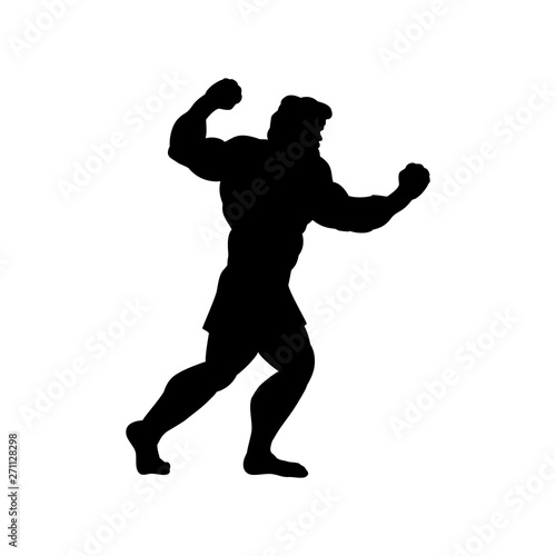 Man goes to fight silhouette. Vector illustration.