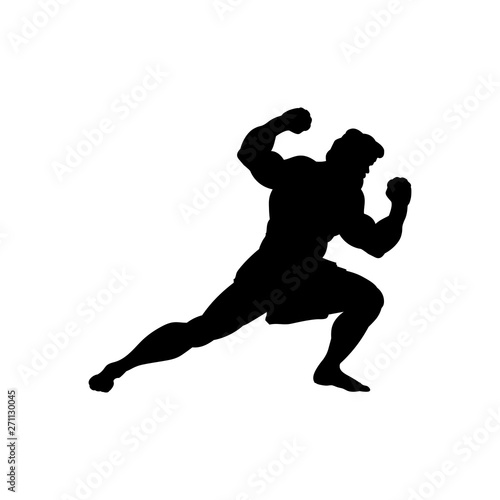 Athlete sportsman silhouette strong male. Vector illustration.