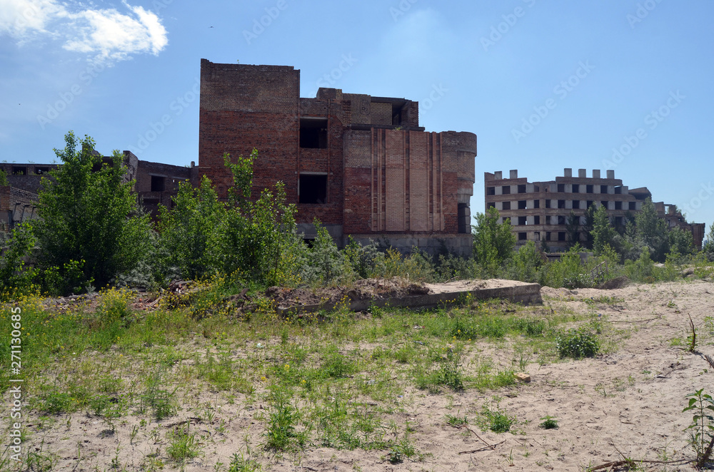 Abandoned construction site of Hospital. Abandoned at 1991,during Ukrainian undependence crisis. Kiev Region,Ukraine Abandoned construction site of Hospital. Abandoned at 1991,during Ukrainian undependence crisis. Kiev Region,Ukraine
