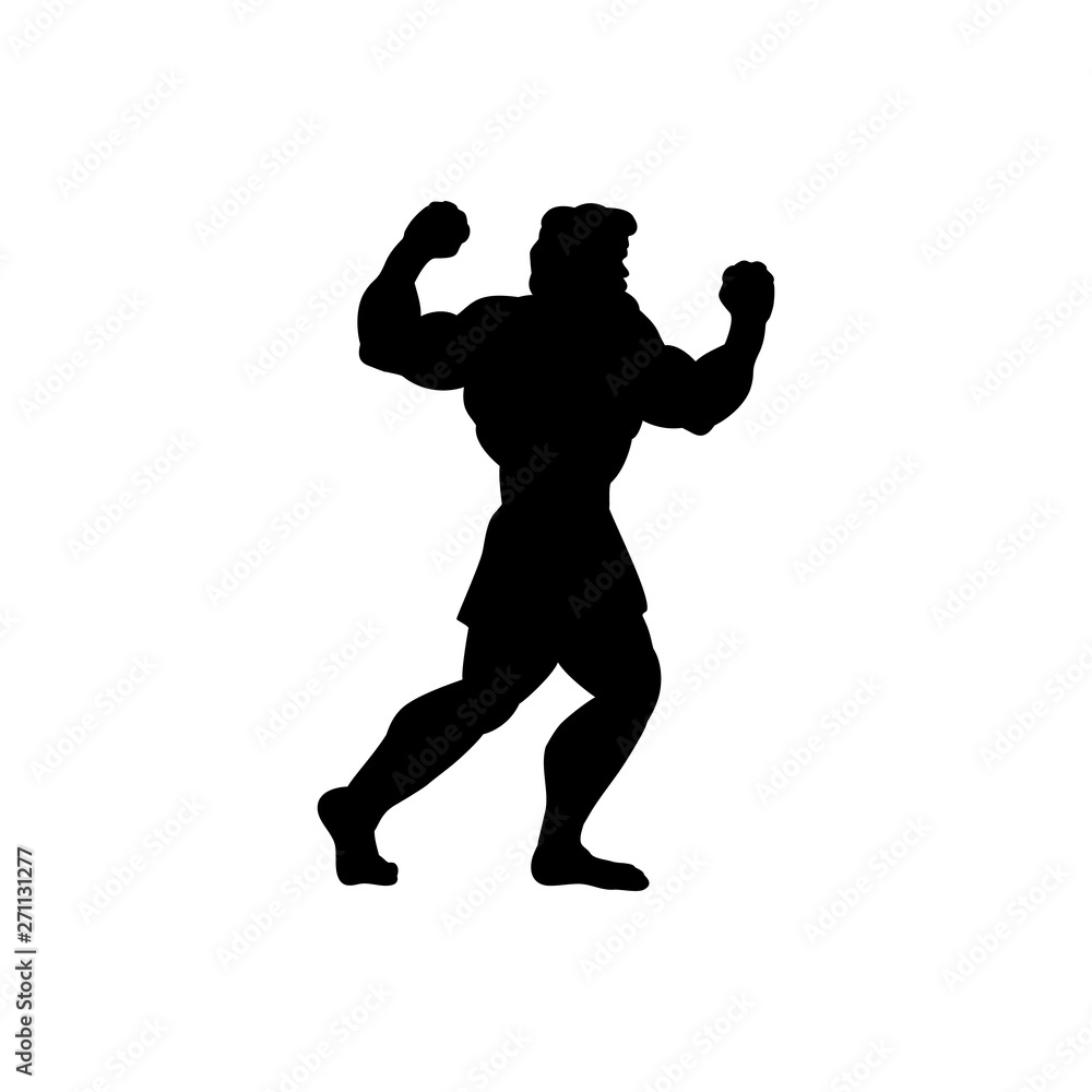 Athlete sportsman silhouette strong male. Vector illustration.